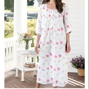 Lanz Of Salzburg Women's Size 1X Floral Printed Cotton Nightgown